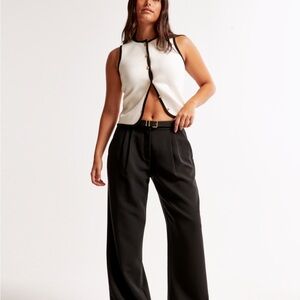 Abercrombie & Fitch Black Low Rise Wide Leg Trousers size 32 LONG